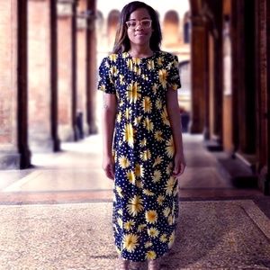 Pretty Vintage Sunflower Maxi Flower Dress